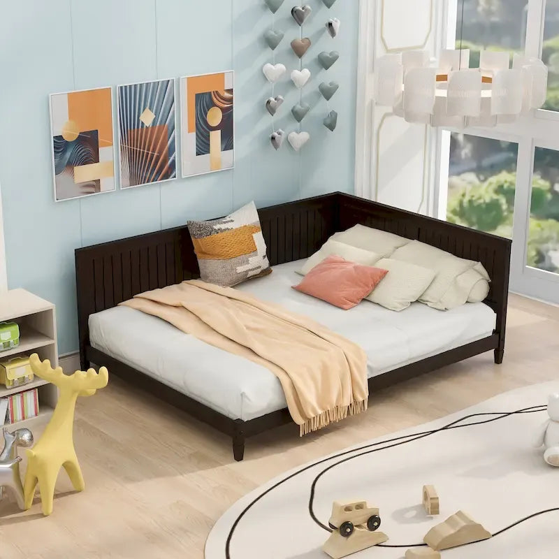 Sofá Cama de Madera Tamaño Completo Espresso