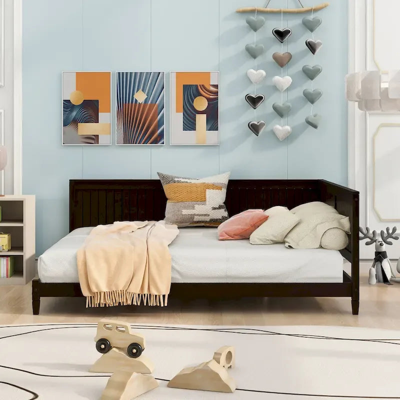 Sofá Cama de Madera Tamaño Completo Espresso