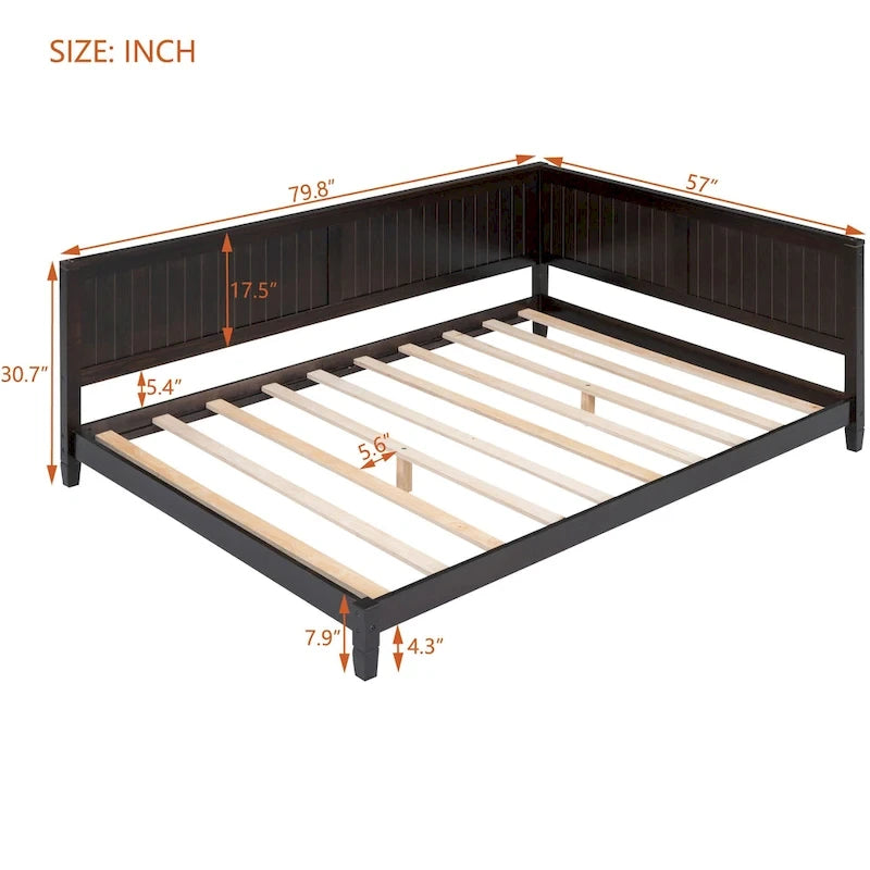 Sofá Cama de Madera Tamaño Completo Espresso