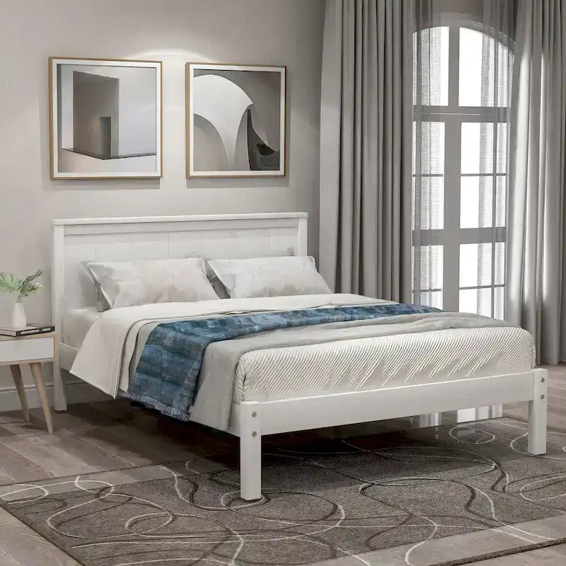 Base de cama con cabecero, con soporte de listones de madera