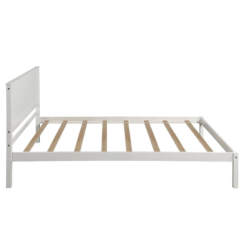 Base de cama con cabecero, con soporte de listones de madera