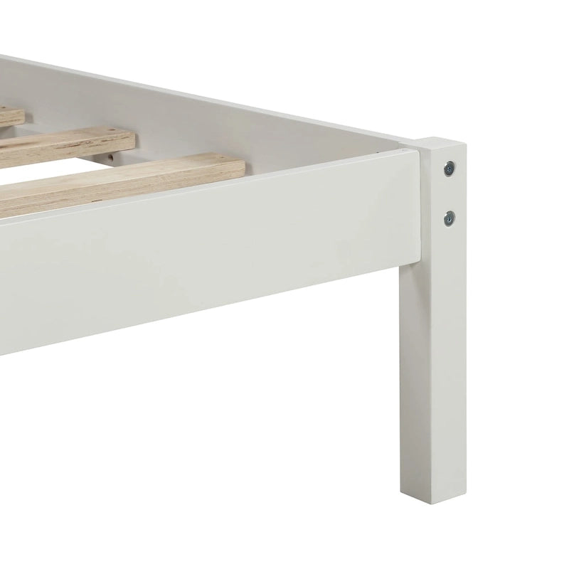 Base de cama con cabecero, con soporte de listones de madera