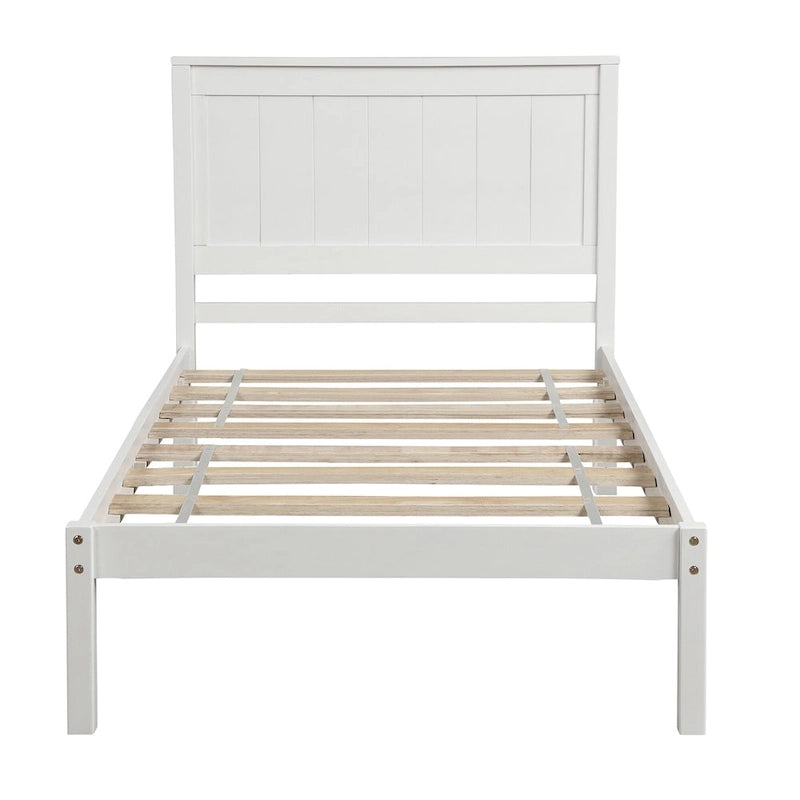 Base de cama con cabecero, con soporte de listones de madera