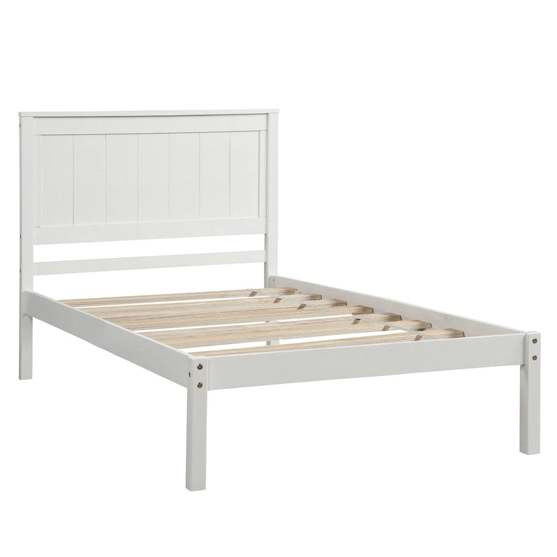 Base de cama con cabecero, con soporte de listones de madera