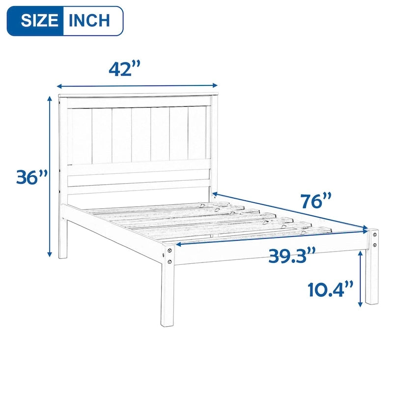 Base de cama con cabecero, con soporte de listones de madera