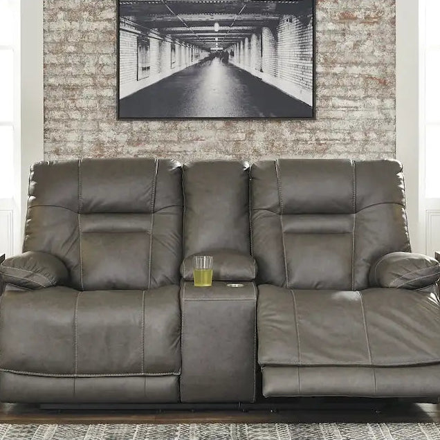 Signature Design by Ashley Wurstrow Leather Power Adjustable Reclining Loveseat - N/A