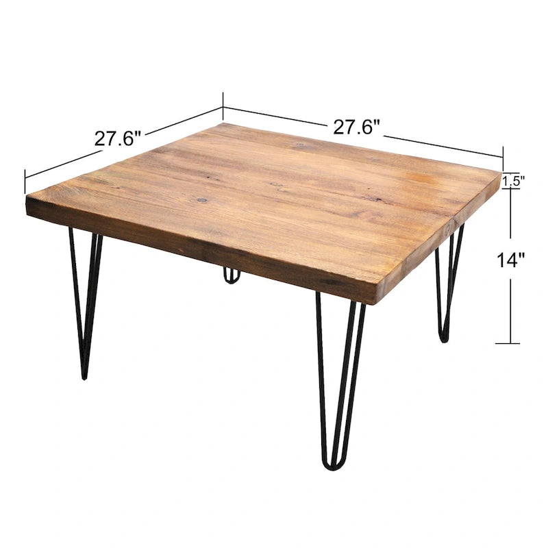 Mesa auxiliar de madera con patas de hierro