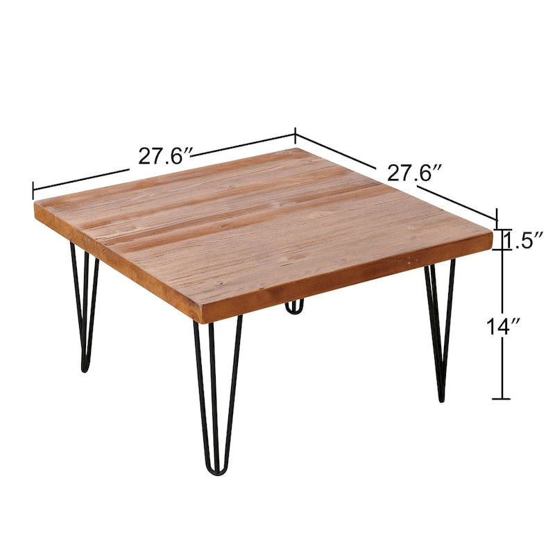 Mesa auxiliar de madera con patas de hierro