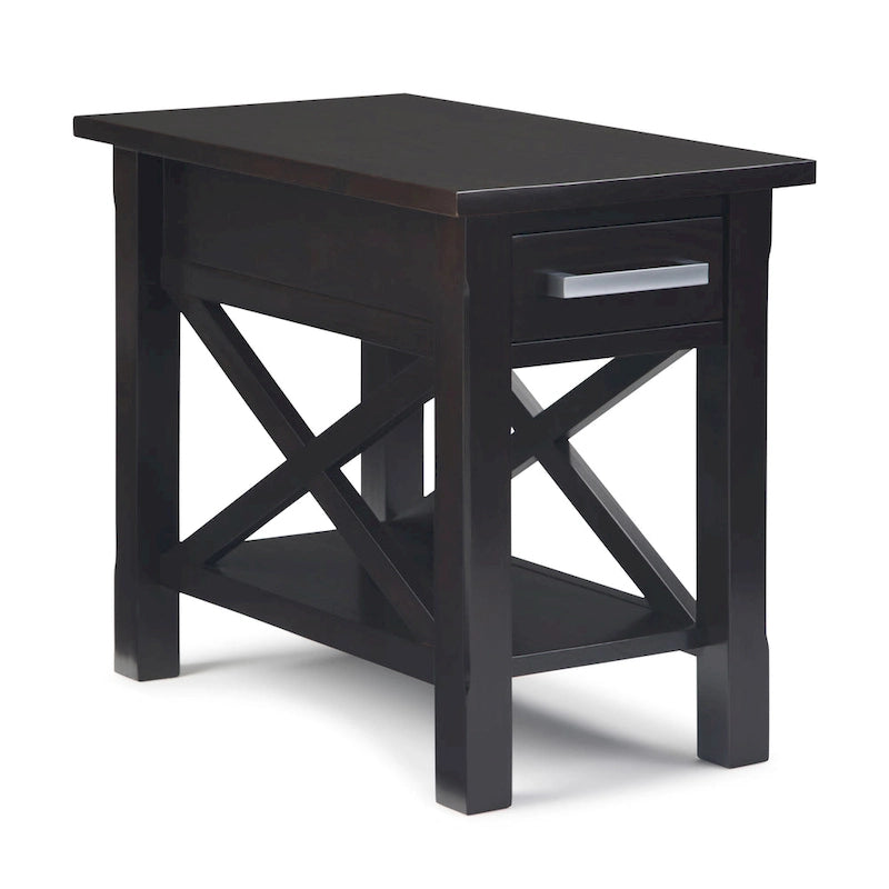 Mesa Auxiliar Estrecha de Madera Maciza con 1 Cajón y Estante Inferior, 14" de Ancho – 8 Opciones de Color