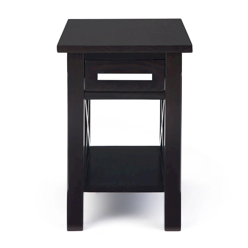 Mesa Auxiliar Estrecha de Madera Maciza con 1 Cajón y Estante Inferior, 14" de Ancho – 8 Opciones de Color