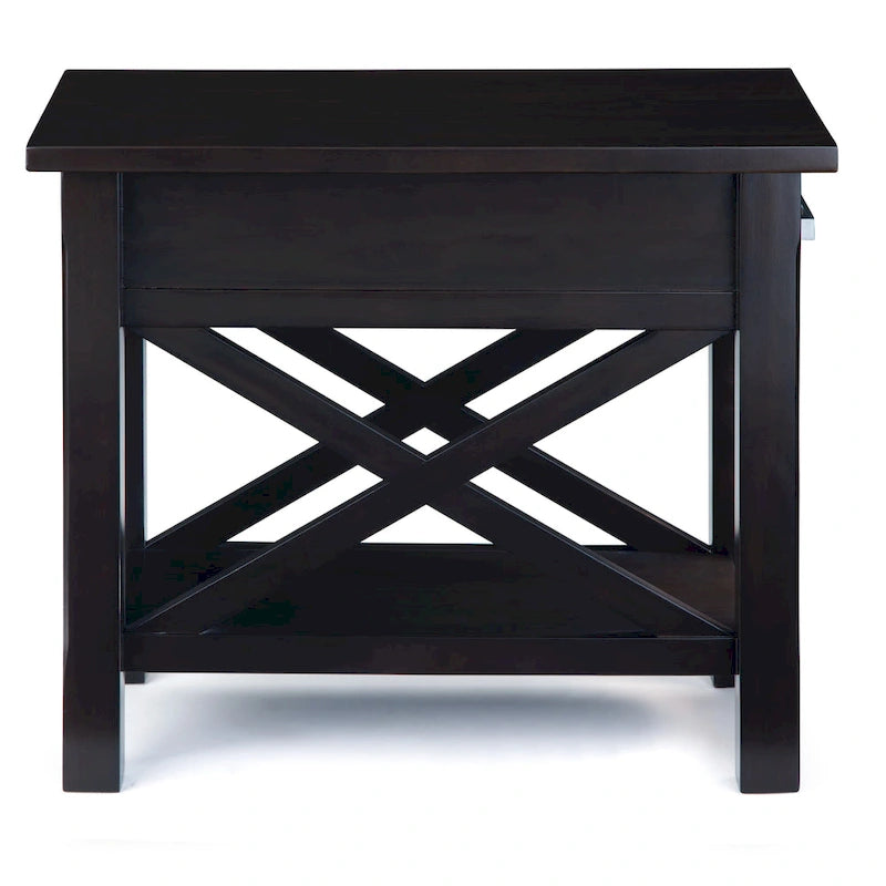 Mesa Auxiliar Estrecha de Madera Maciza con 1 Cajón y Estante Inferior, 14" de Ancho – 8 Opciones de Color