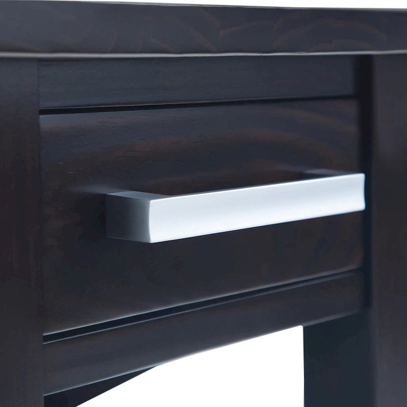 Mesa Auxiliar Estrecha de Madera Maciza con 1 Cajón y Estante Inferior, 14" de Ancho – 8 Opciones de Color