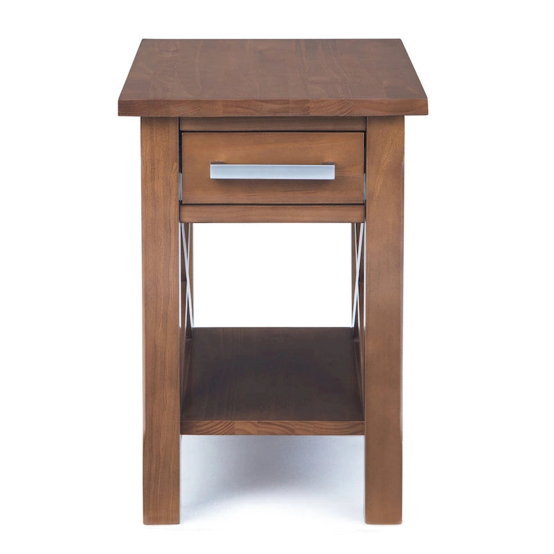 Mesa Auxiliar Estrecha de Madera Maciza con 1 Cajón y Estante Inferior, 14" de Ancho – 8 Opciones de Color