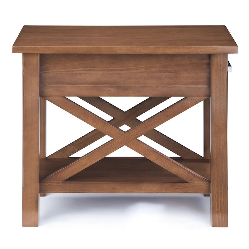 Mesa Auxiliar Estrecha de Madera Maciza con 1 Cajón y Estante Inferior, 14" de Ancho – 8 Opciones de Color