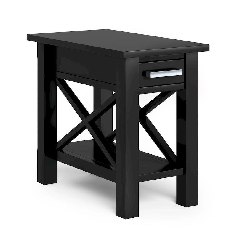 Mesa Auxiliar Estrecha de Madera Maciza con 1 Cajón y Estante Inferior, 14" de Ancho – 8 Opciones de Color