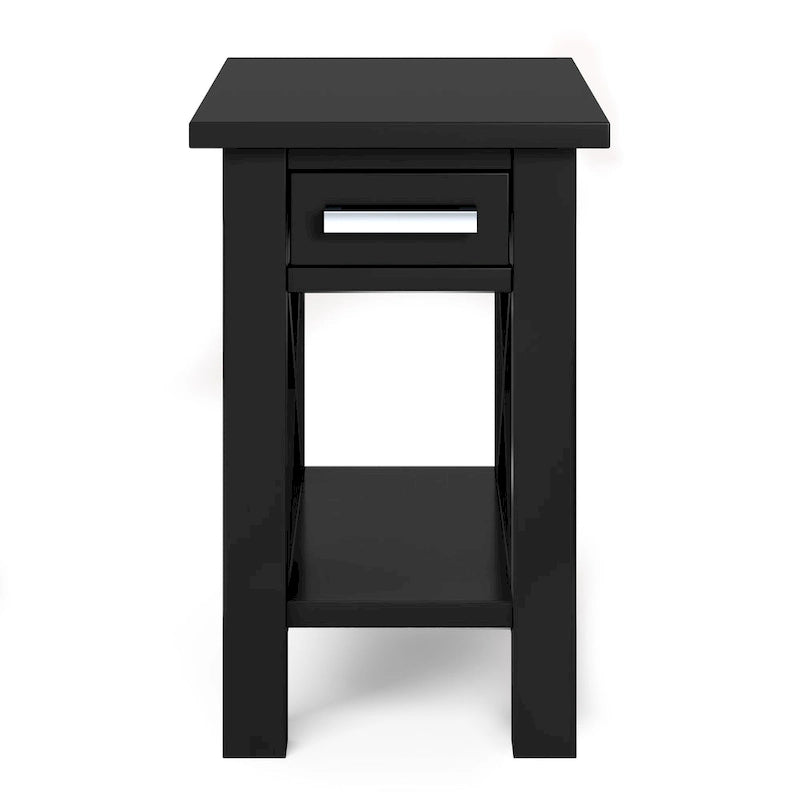 Mesa Auxiliar Estrecha de Madera Maciza con 1 Cajón y Estante Inferior, 14" de Ancho – 8 Opciones de Color