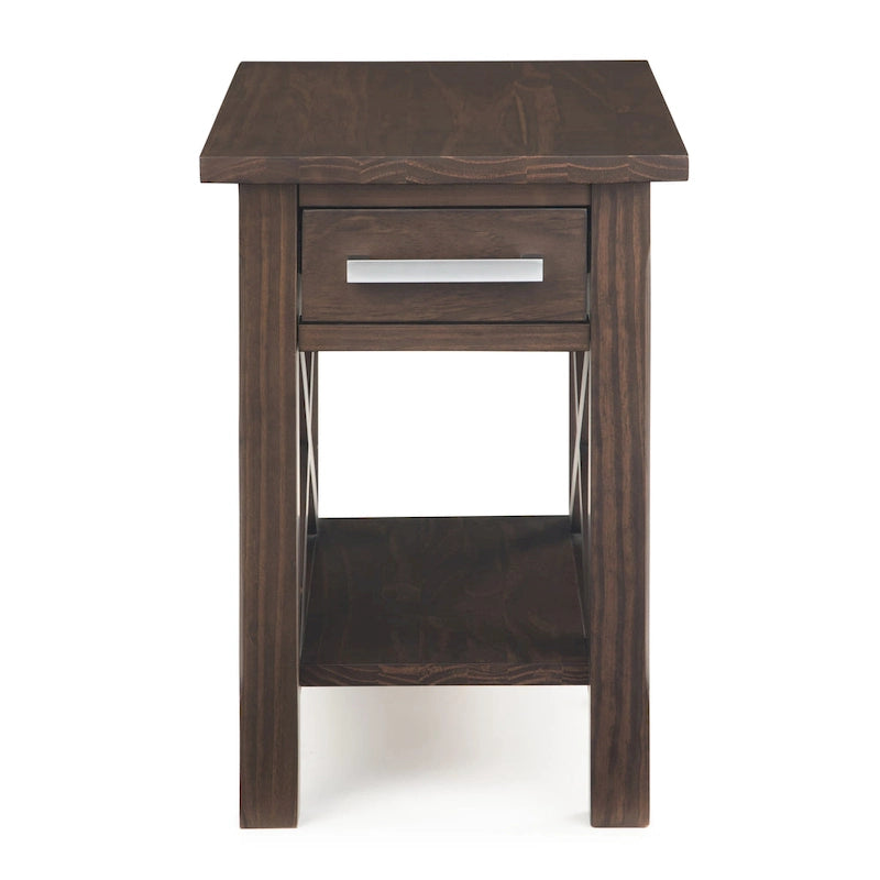 Mesa Auxiliar Estrecha de Madera Maciza con 1 Cajón y Estante Inferior, 14" de Ancho – 8 Opciones de Color