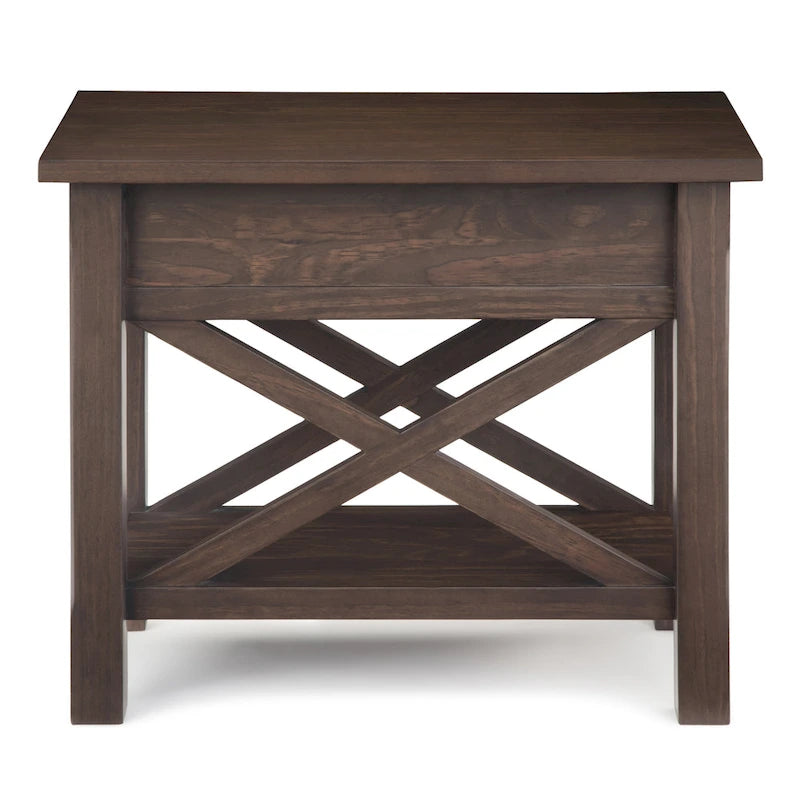 Mesa Auxiliar Estrecha de Madera Maciza con 1 Cajón y Estante Inferior, 14" de Ancho – 8 Opciones de Color