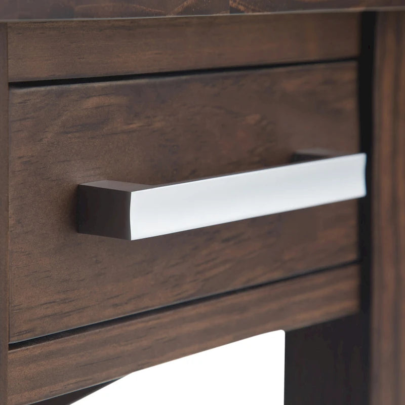 Mesa Auxiliar Estrecha de Madera Maciza con 1 Cajón y Estante Inferior, 14" de Ancho – 8 Opciones de Color