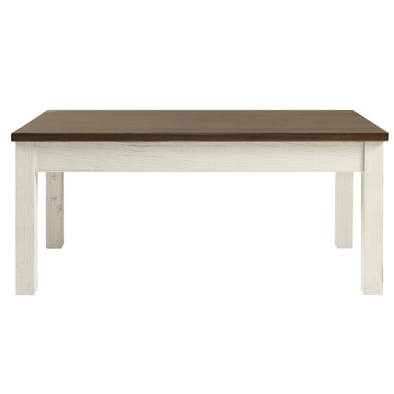Mesa de centro de madera blanca decapada