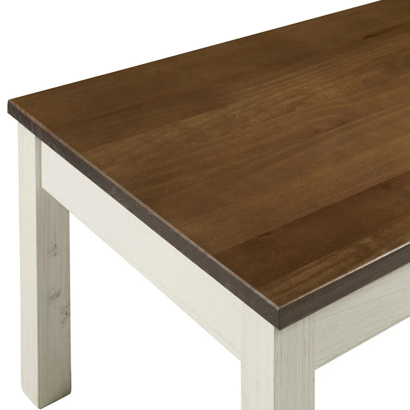 Mesa de centro de madera blanca decapada