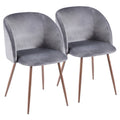 Sillas de comedor tapizadas con brazos curvos y patas de metal, juego de 2 – Varios colores