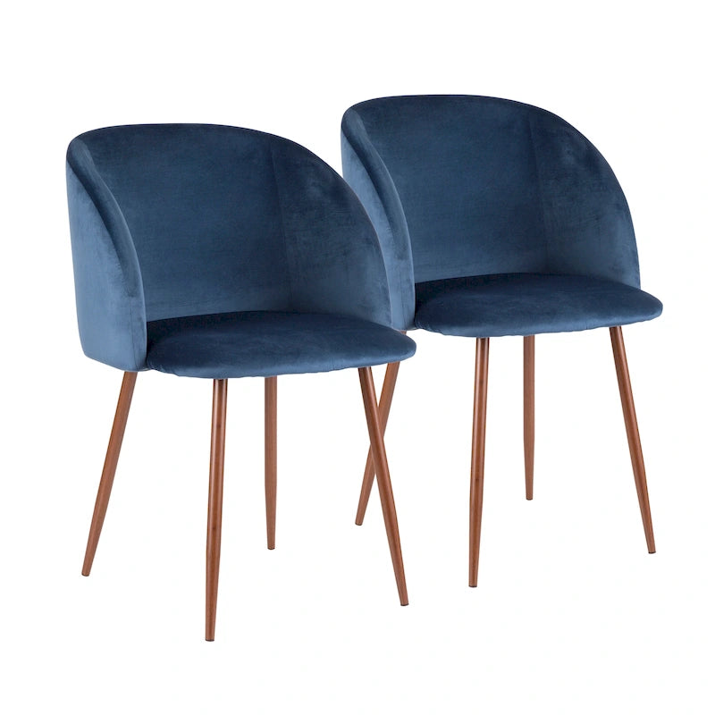 Sillas de comedor tapizadas con brazos curvos y patas de metal, juego de 2 – Varios colores
