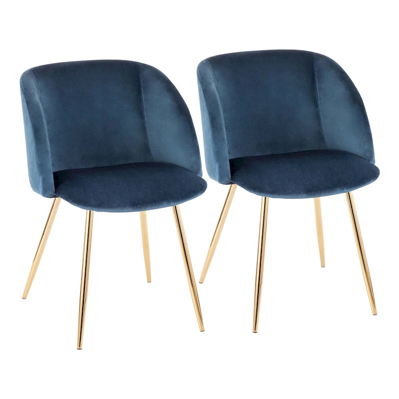 Sillas de comedor tapizadas con brazos curvos y patas de metal, juego de 2 – Varios colores
