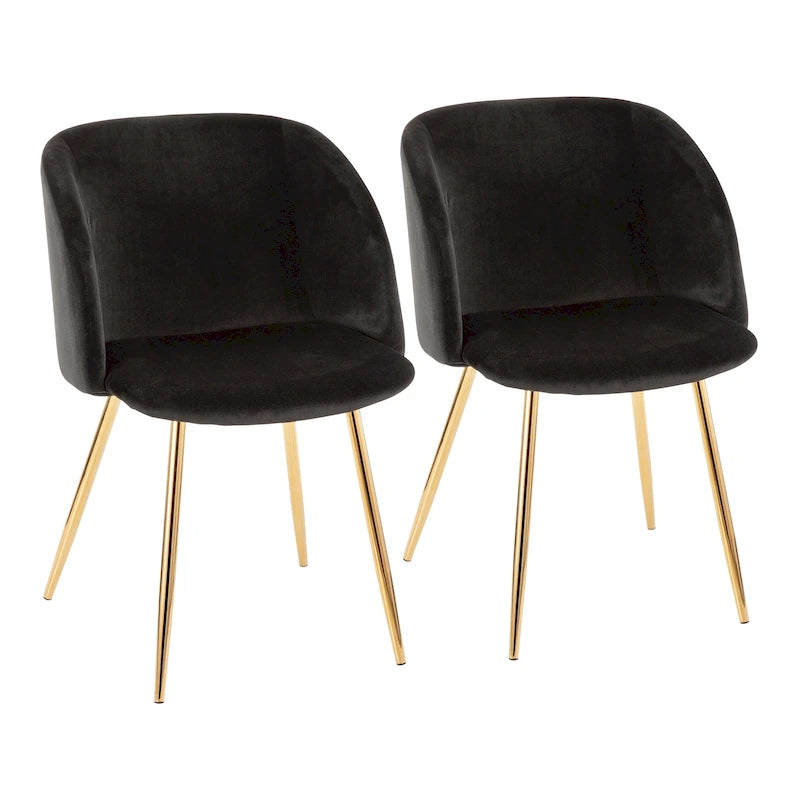 Sillas de comedor tapizadas con brazos curvos y patas de metal, juego de 2 – Varios colores