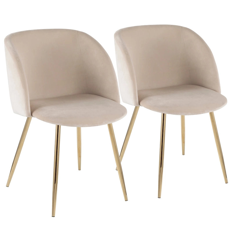 Sillas de comedor tapizadas con brazos curvos y patas de metal, juego de 2 – Varios colores