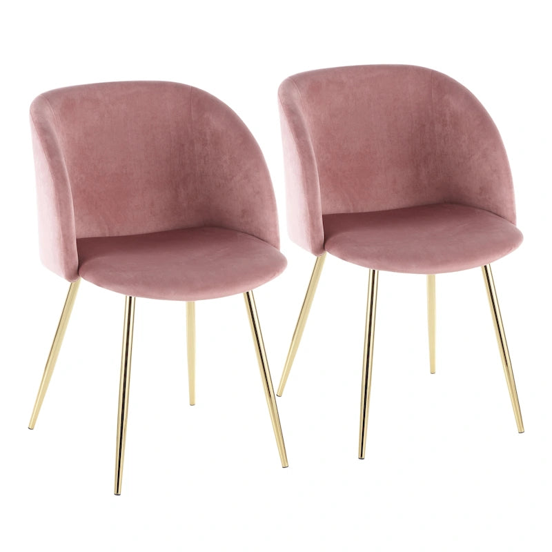 Sillas de comedor tapizadas con brazos curvos y patas de metal, juego de 2 – Varios colores