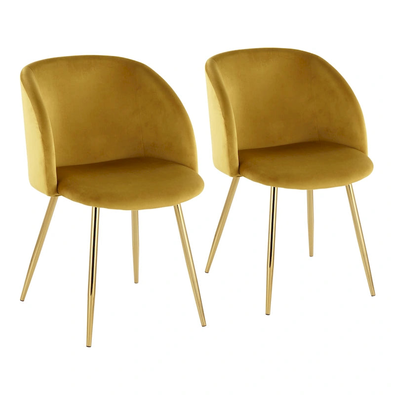 Sillas de comedor tapizadas con brazos curvos y patas de metal, juego de 2 – Varios colores