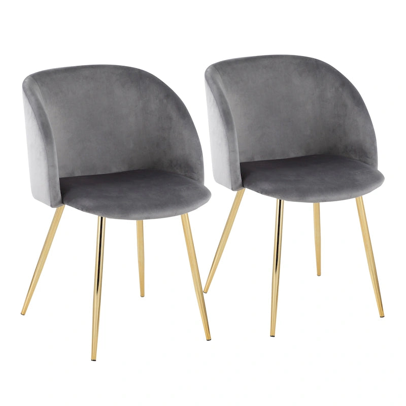 Sillas de comedor tapizadas con brazos curvos y patas de metal, juego de 2 – Varios colores