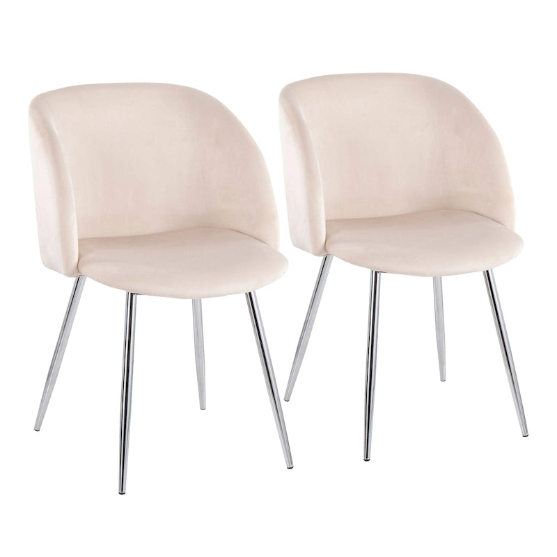 Sillas de comedor tapizadas con brazos curvos y patas de metal, juego de 2 – Varios colores