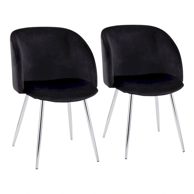 Sillas de comedor tapizadas con brazos curvos y patas de metal, juego de 2 – Varios colores