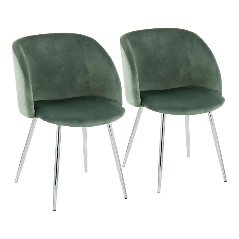 Sillas de comedor tapizadas con brazos curvos y patas de metal, juego de 2 – Varios colores
