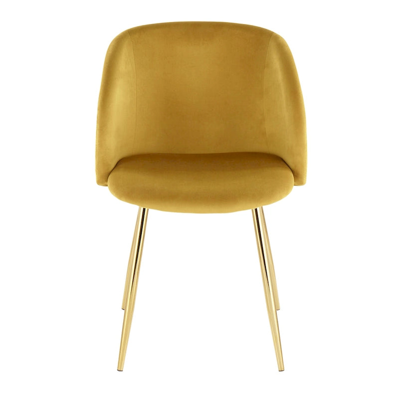 Sillas de comedor tapizadas con brazos curvos y patas de metal, juego de 2 – Varios colores