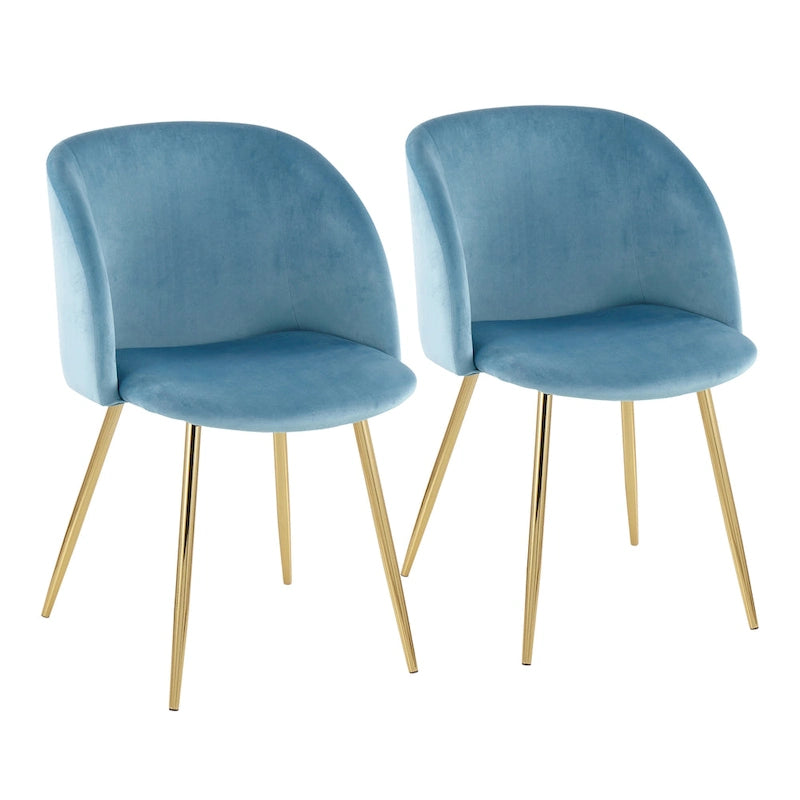 Sillas de comedor tapizadas con brazos curvos y patas de metal, juego de 2 – Varios colores