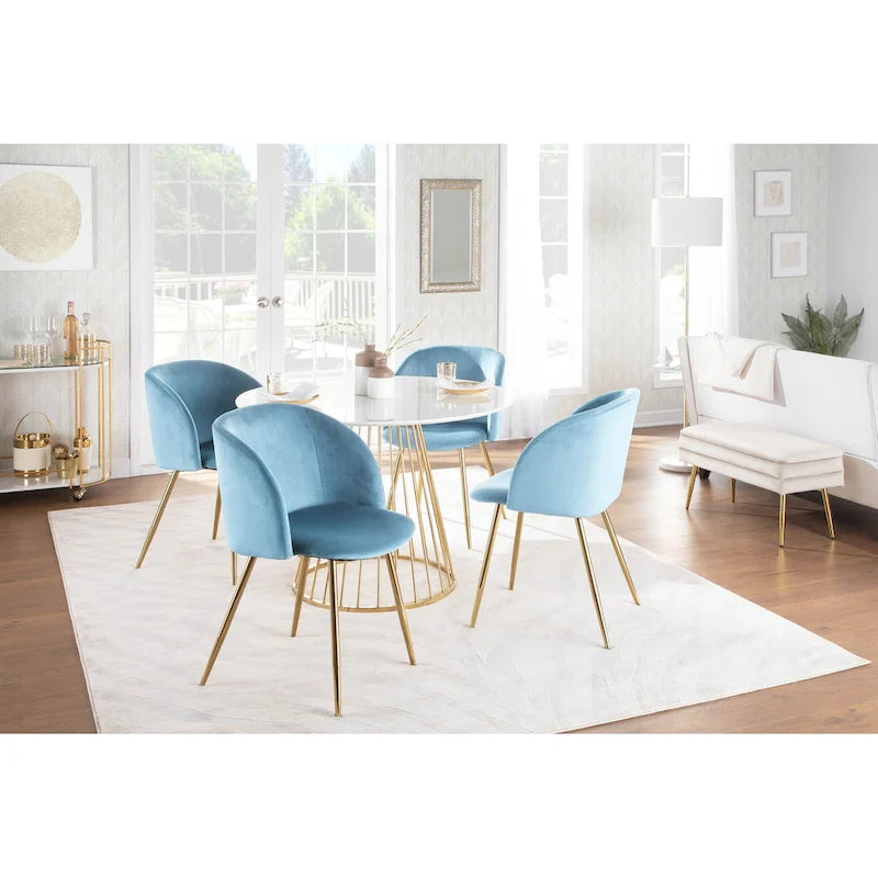 Sillas de comedor tapizadas con brazos curvos y patas de metal, juego de 2 – Varios colores