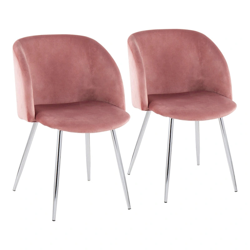 Sillas de comedor tapizadas con brazos curvos y patas de metal, juego de 2 – Varios colores