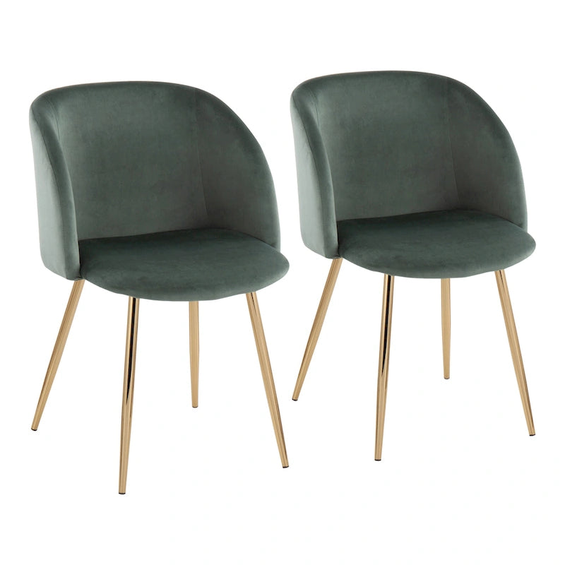 Sillas de comedor tapizadas con brazos curvos y patas de metal, juego de 2 – Varios colores