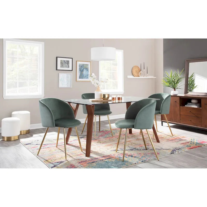 Sillas de comedor tapizadas con brazos curvos y patas de metal, juego de 2 – Varios colores