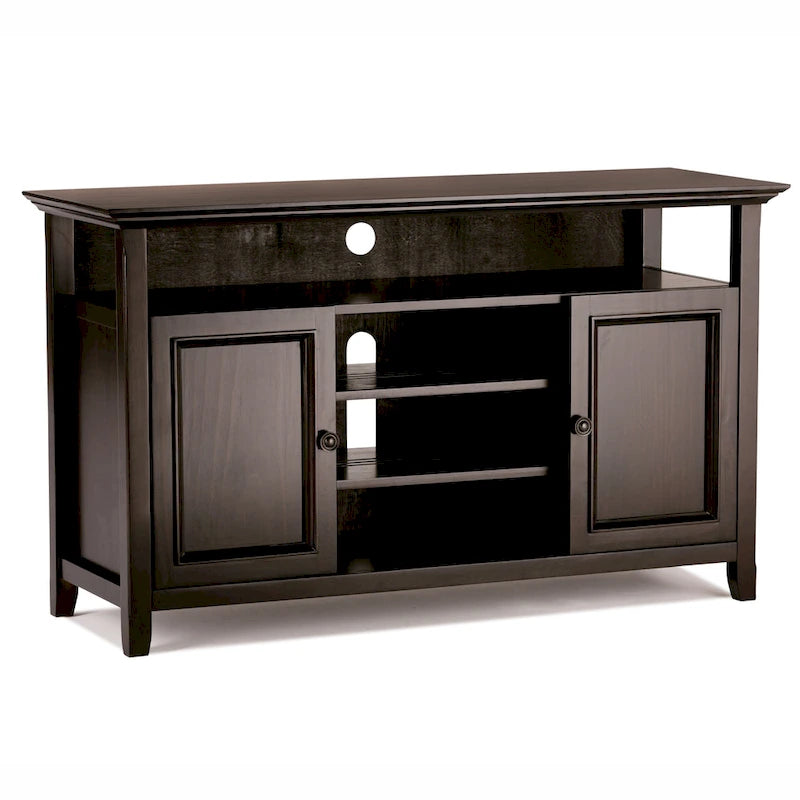 Mueble de TV transicional de madera maciza de 54 pulgadas de ancho - 54 An. x 18.9 Prof. x 31.9 Al.