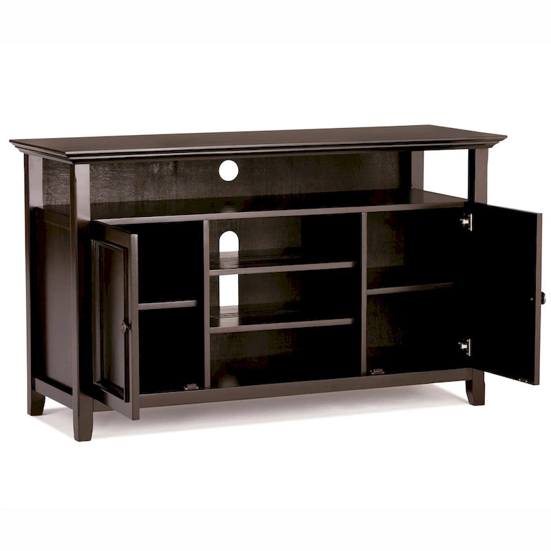 Mueble de TV transicional de madera maciza de 54 pulgadas de ancho - 54 An. x 18.9 Prof. x 31.9 Al.