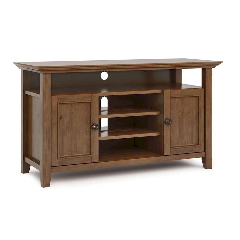 Mueble de TV transicional de madera maciza de 54 pulgadas de ancho - 54 An. x 18.9 Prof. x 31.9 Al.