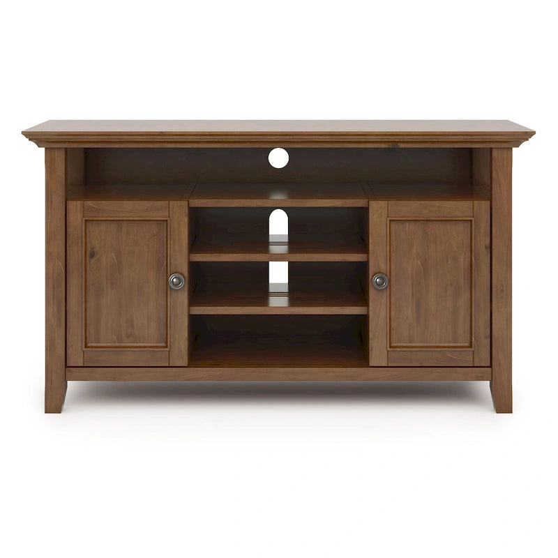 Mueble de TV transicional de madera maciza de 54 pulgadas de ancho - 54 An. x 18.9 Prof. x 31.9 Al.