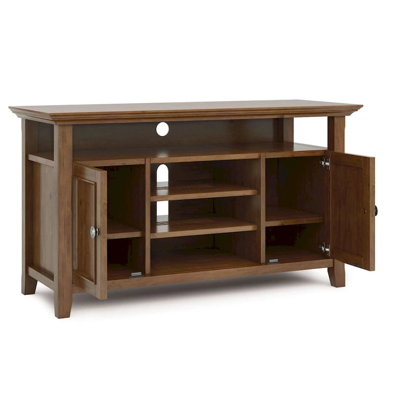 Mueble de TV transicional de madera maciza de 54 pulgadas de ancho - 54 An. x 18.9 Prof. x 31.9 Al.
