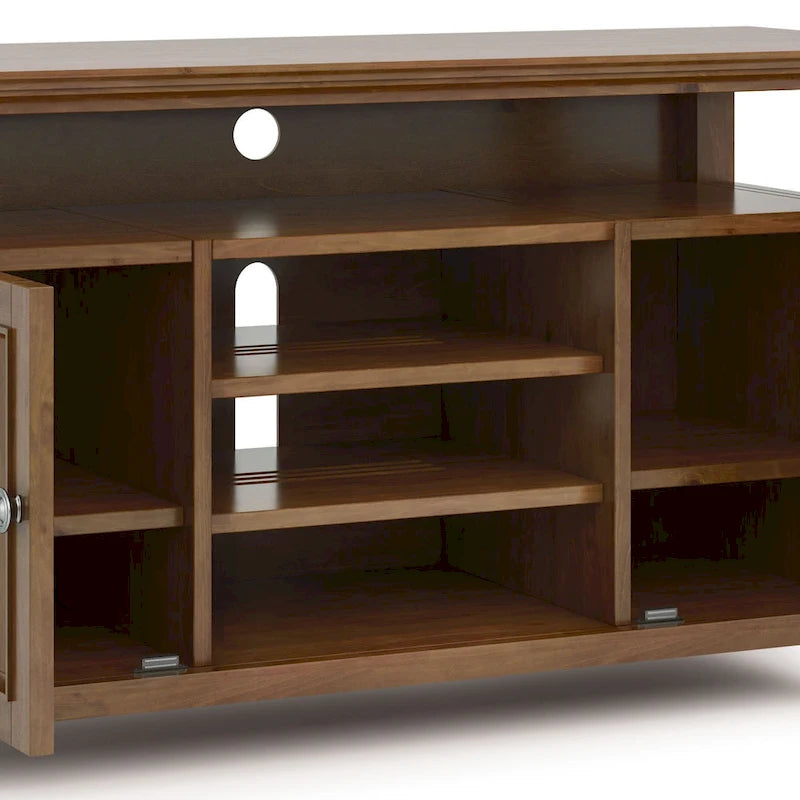 Mueble de TV transicional de madera maciza de 54 pulgadas de ancho - 54 An. x 18.9 Prof. x 31.9 Al.