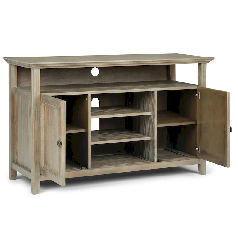 Mueble de TV transicional de madera maciza de 54 pulgadas de ancho - 54 An. x 18.9 Prof. x 31.9 Al.