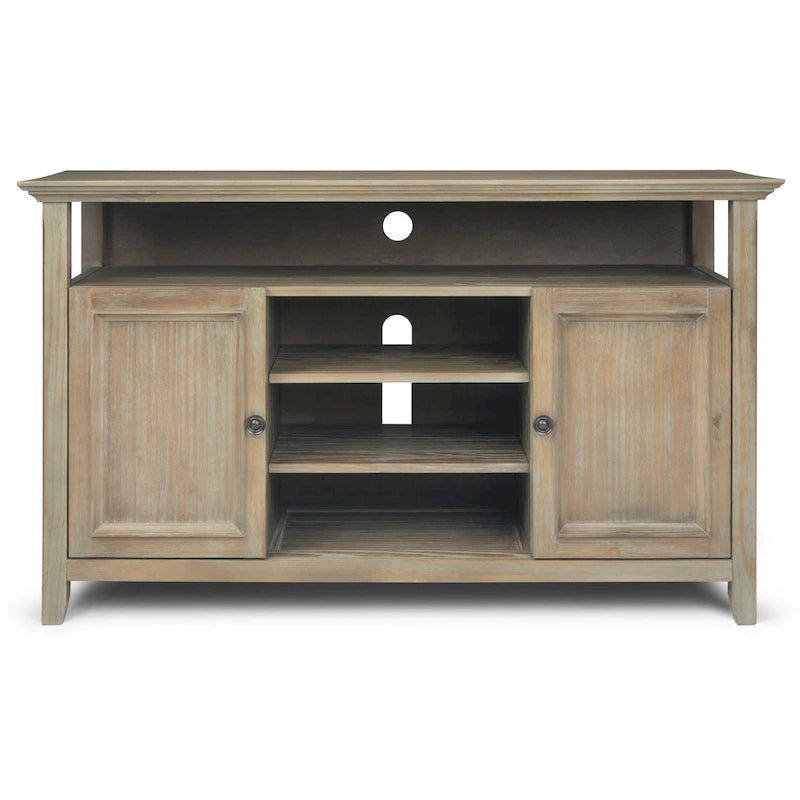 Mueble de TV transicional de madera maciza de 54 pulgadas de ancho - 54 An. x 18.9 Prof. x 31.9 Al.